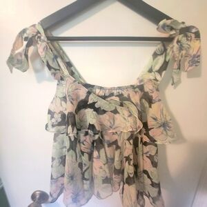 Snidel Elegant Floral Tie-Strap Blouse from